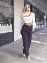 Navy Wide Leg Stretch Waist Womens Business Pants