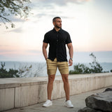 Mens 7" Khaki Chino Shorts Slim Stretch Fit