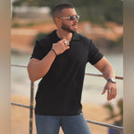 Best Online Shop Black Polo Muscle Fit Open Collar