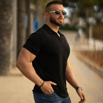 Shop Online Black Muscle Fit Polo Stretch Shirt
