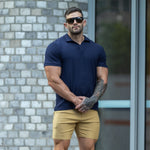 Best Fitting Bodybuilder navy polo shirt casual outfit ideas what to wear