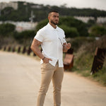 Muscle Fit White Short Sleeve Button Down Shirt