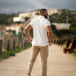 Tapered Slim Fit White Knit Short Sleeve Shirt