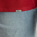 Kemeja-T Rayon Berjalur - Carmine