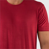 Kemeja-T Rayon Berjalur - Carmine