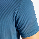 Kemeja-T Rayon Berjalur - Biru Laut