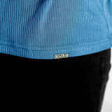 Kemeja-T Rayon Berjalur - Biru Laut