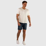 Kemeja-T Rayon Berjalur - Putih