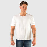 Kemeja-T Rayon Berjalur - Putih