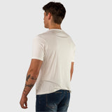 Kemeja-T Rayon Berjalur - Putih