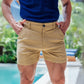 Mens Beige 5" Fitted Dress Chino Shorts