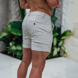 Muscle Fitted mens chino shorts in cream style