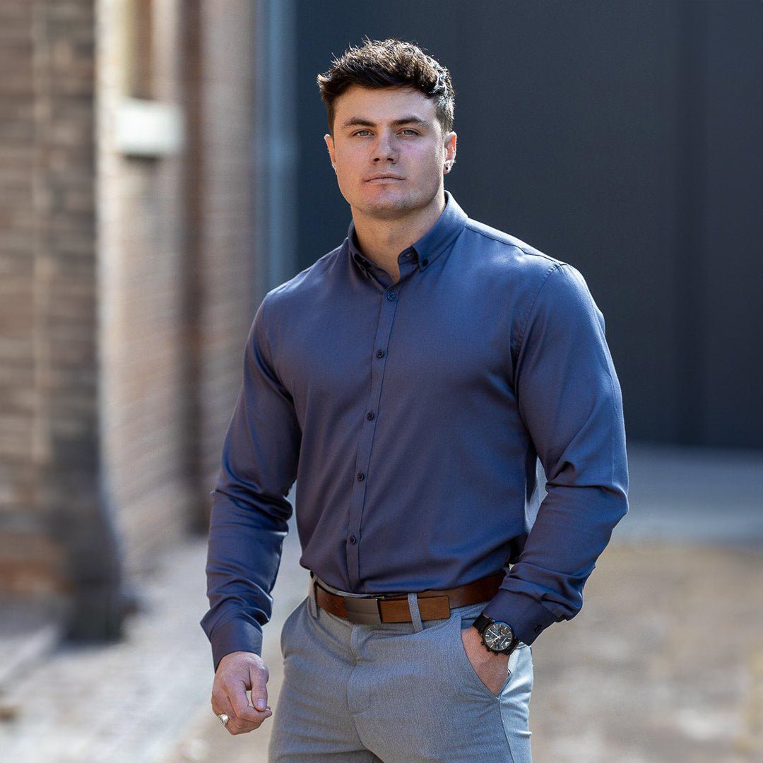 Bamboo Satin Stretch Shirt - Charcoal Bamboo Satin Stretch Shirt - Charcoal