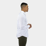 Bamboo Satin Stretch Shirt - White Contrast