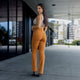 Womens Stretch Tan Brown Flares
