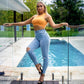 Womens Light Blue Knee Rip Jeans