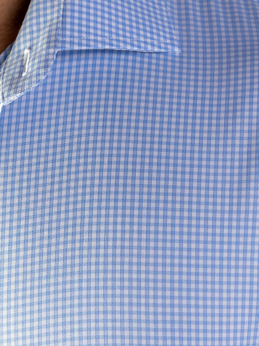Performance Bamboo Dress Shirt - Light Blue Gingham - Kojo Fit