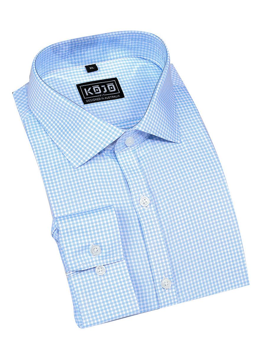 Performance Bamboo Dress Shirt - Light Blue Gingham - Kojo Fit