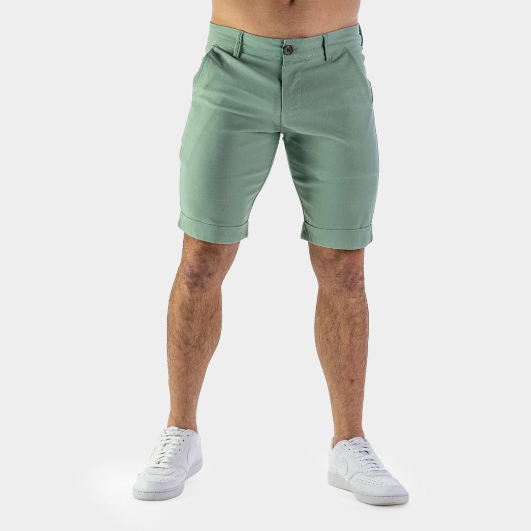 Green Stretch Chino Shorts Muscle Fit