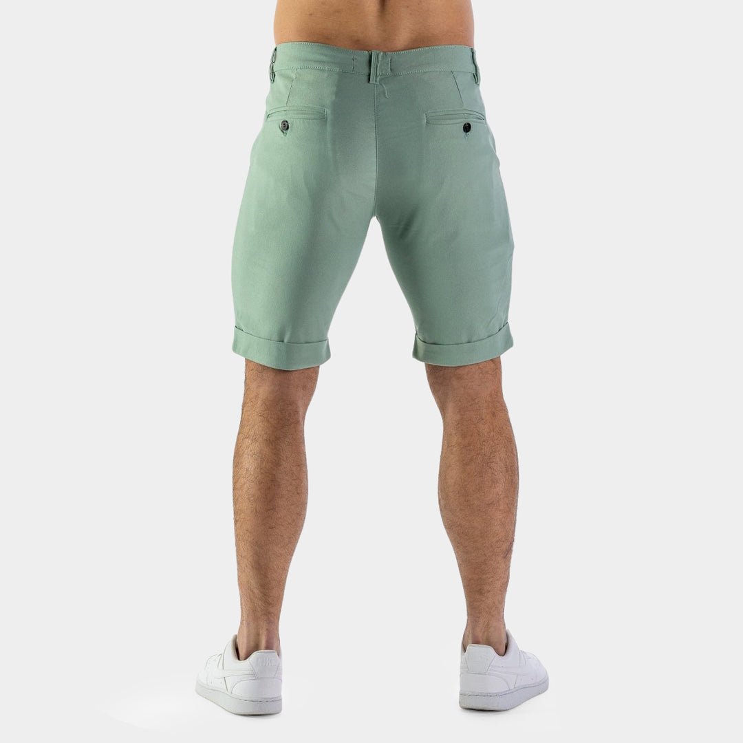 Green Stretch Chino Shorts Mens Slim Fit