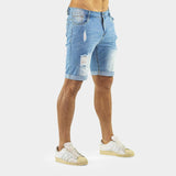 Ultra Stretch Denim Shorts - Blue Ripped