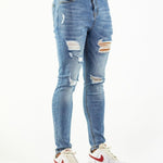 Ultra Stretch Jeans - Skinny Fit - Blue Ripped - Kojo Fit