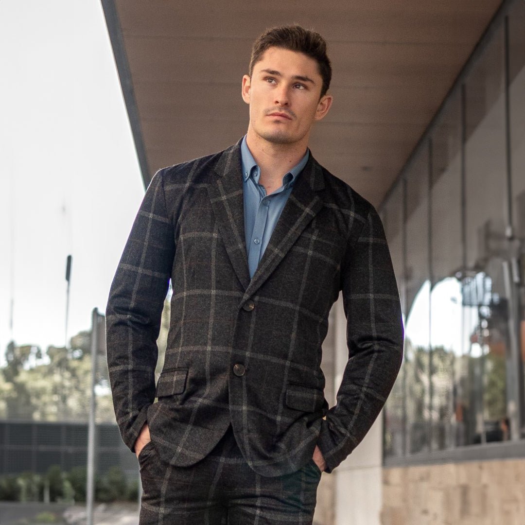 Ultra Stretch Sports Suit Jacket Black Checkered