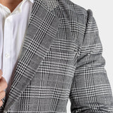 Ultra Stretch Sports Suit Jacket - Grey Houndstooth Plaid