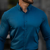 Bamboo Satin Stretch Shirt - Deep Teal