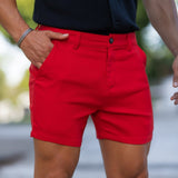 Ultra-stretch 5" chino-shorts - kirsebærrød