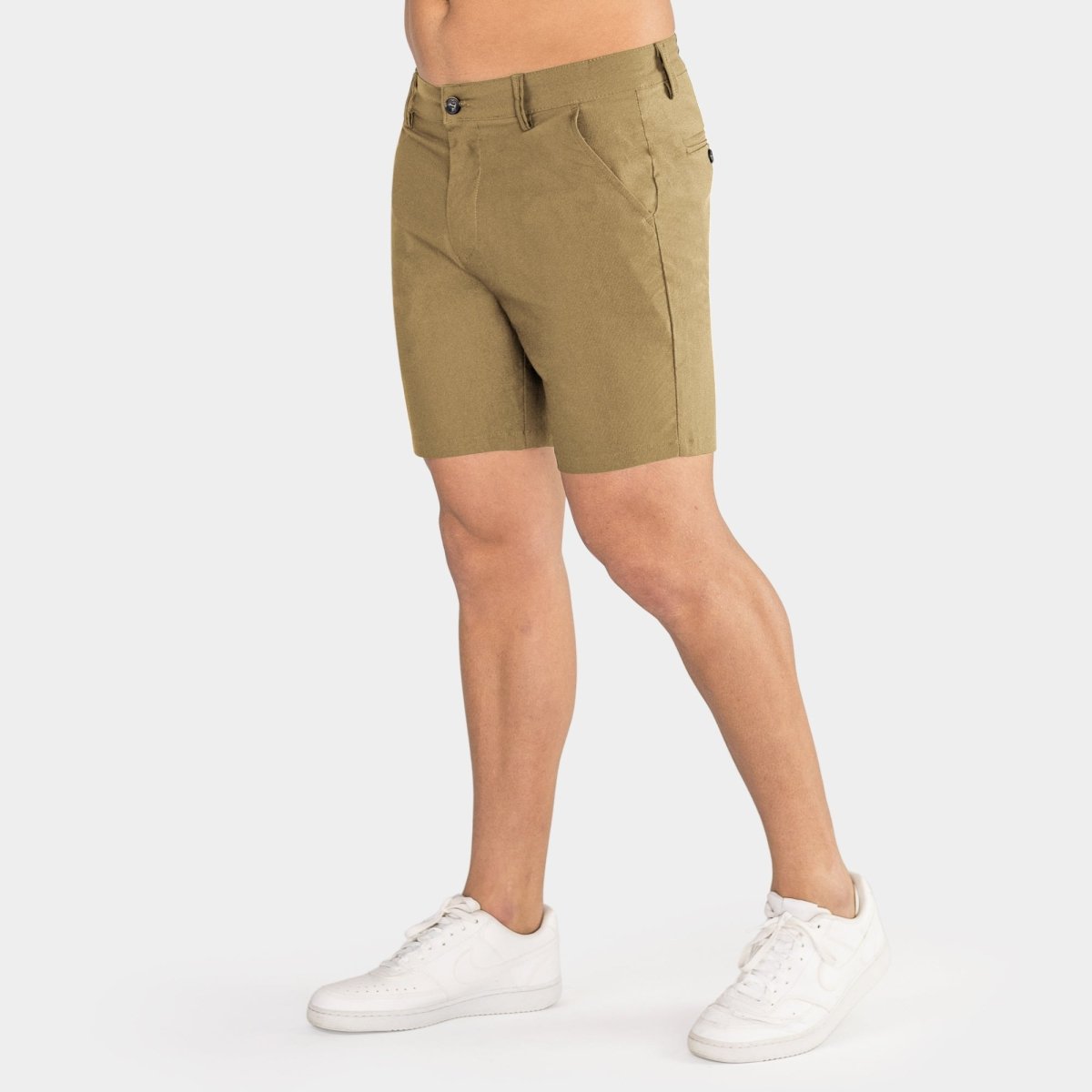 Mens 7 inch Stretch Slim Fit Khaki Dress Shorts Kojo Fit Mens 7 inch Stretch Slim Fit Khaki Dress Shorts Kojo Fit