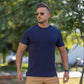 Quality mens navy knit fitted t-shirt | Kojo Fit