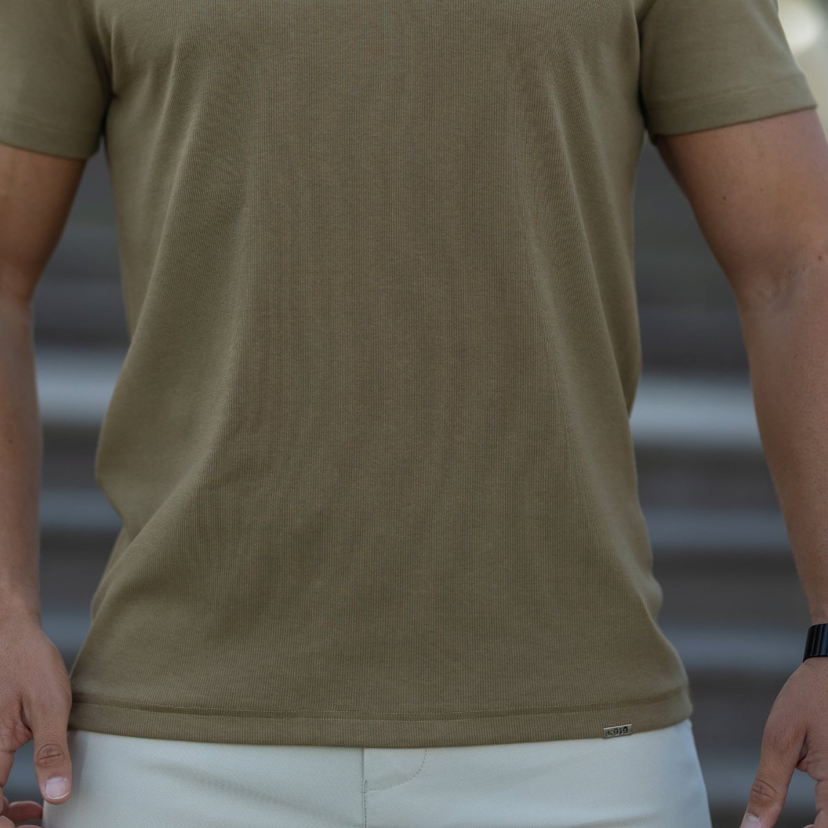 Mens Deluxe Knit premium t-shirt in taupe brown | Kojo Fit