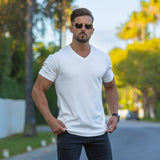 Deluxe Stretch V-Neck T-Shirt - White