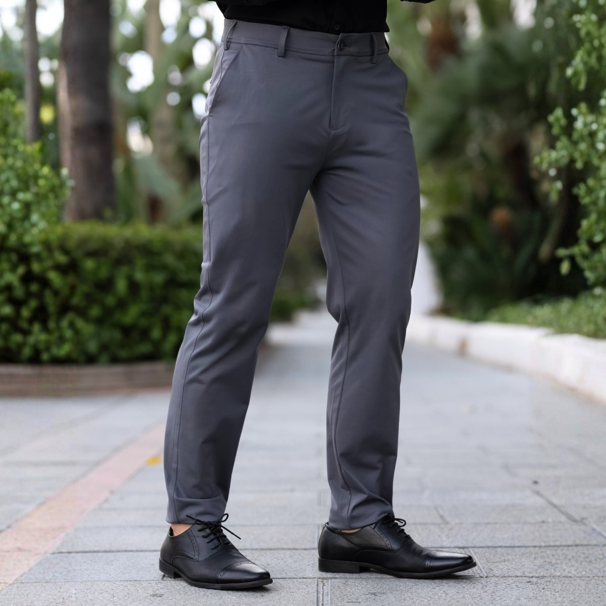 muscle fit dress pants Athletic Fit Stretch Suit Pants - Heathered Navy 30W