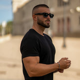 Black T-Shirt that makes arms look muscular kojo fit