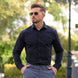 Black Slim Fit Bamboo Stretch Dress Shirt | Kojo Fit