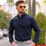 Performance bambusskjorte - marineblå