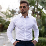 White Performance Athletic Fit Dress Shirt | Kojo Fit