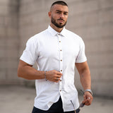 Performance Linen Short Sleeve Shirt - White