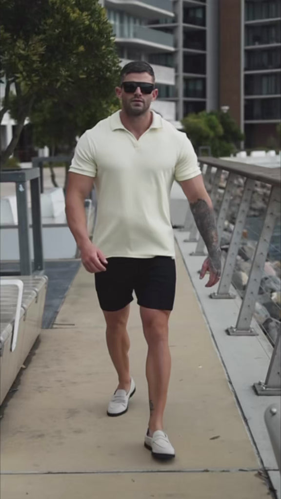 Best Mens Muscle Fit Polo Shirt Yellow Lemon Butter