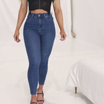 Blue Stretch High Waist Skinny Jeans 