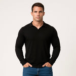 Black Long Sleeve Athletic Fitted Polo Shirt