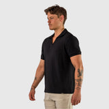 Stretch Knit Polo - Black