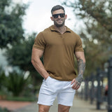Stylish Brown Polo Shirt Athletic Fitted Arms and stretch comfort