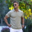 Oat Light Brown Open Collar Neutrals Polo Shirt 