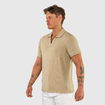 Mens Buttonless Polo Shirt Slim Fit Stretch Comfort