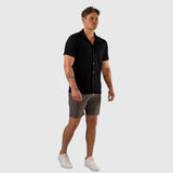 Stretch Knit Short Sleeve Shirt - Black
