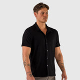 Stretch Knit Short Sleeve Shirt - Black