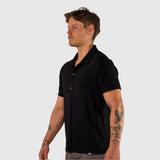 Stretch Knit Short Sleeve Shirt - Black